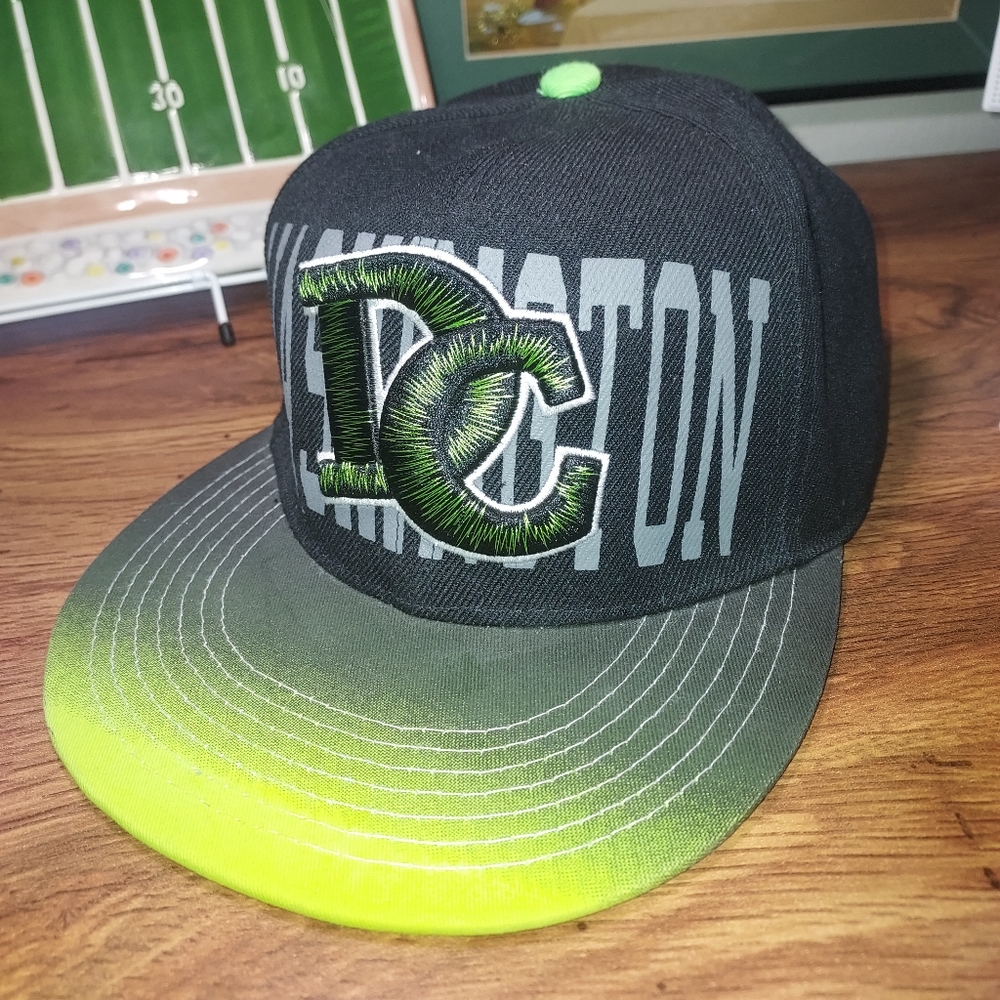 Washington DC hat black neon Yellow city hunter snapback